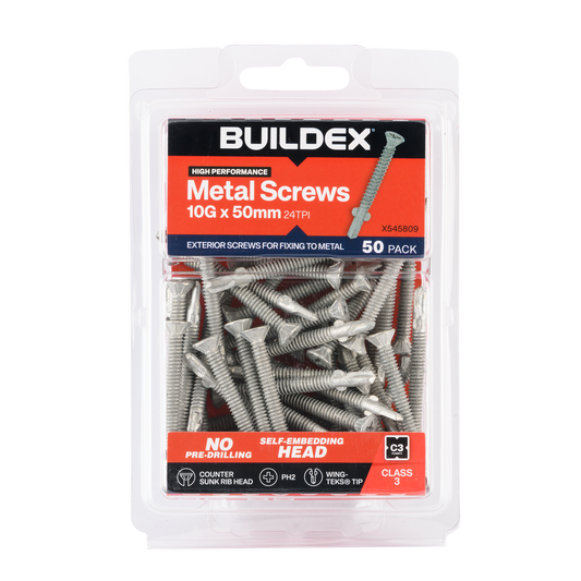 Buildex Sheet Metal Screws - 10g x 50mm - 50 Pack
