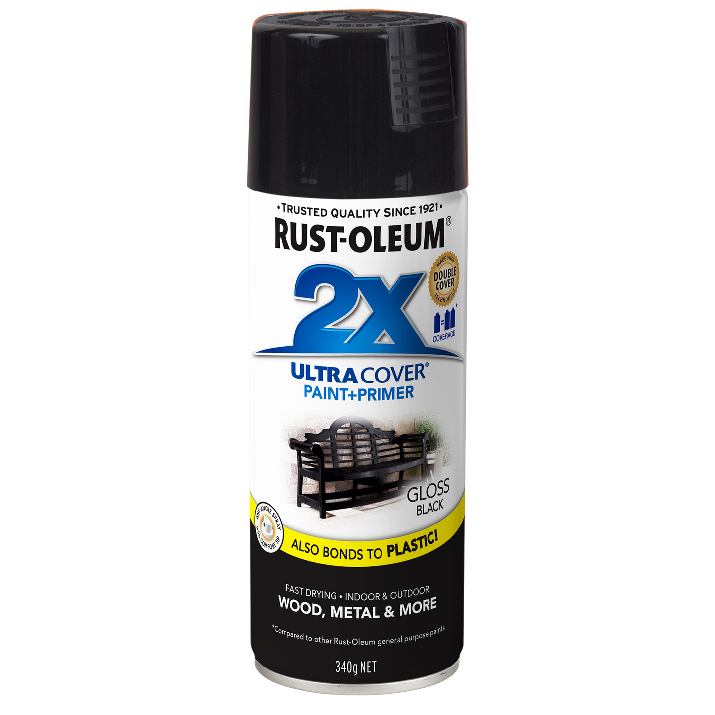 Rust-Oleum 2X Ultra Cover Gloss Spray Paint - 340g - Black