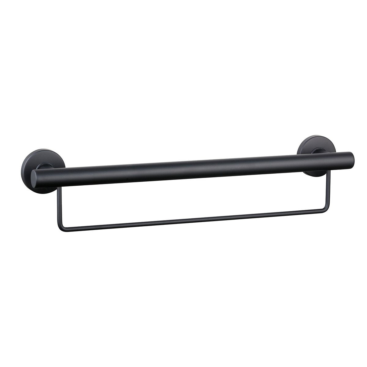 Evekare 600mm Black Towel Rail with Grab Rail - Stainless Steel - 250 kg Capacity