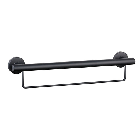 Evekare 600mm Black Towel Rail with Grab Rail - Stainless Steel - 250 kg Capacity