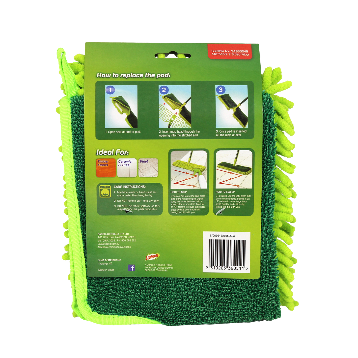 Sabco Microfibre Flip Mop Refill Pad - 45cm