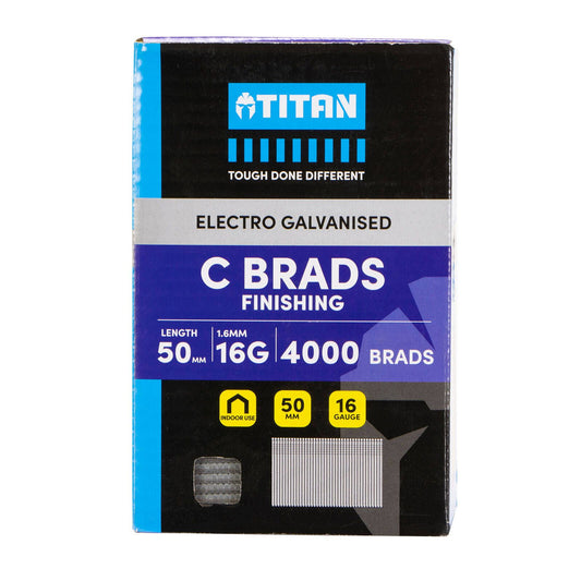 Titan Electro Galvanised Straight Collated Nail C Brads - 50 x 1.6mm - 4000 Pack