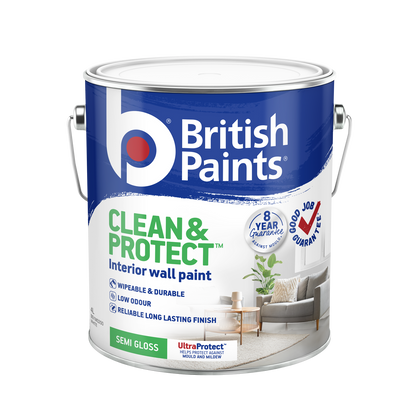 British Paints White Semi Gloss Interior Paint - 4L