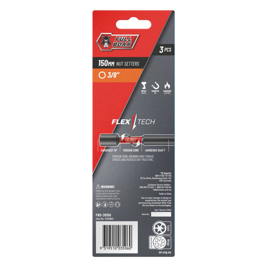 Full Boar Magnetic Impact Nut Setters 3/8" x 150mm 3 Pack