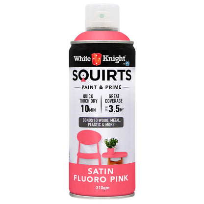 White Knight Squirts Fluro Pink Satin Spray Paint - 310g