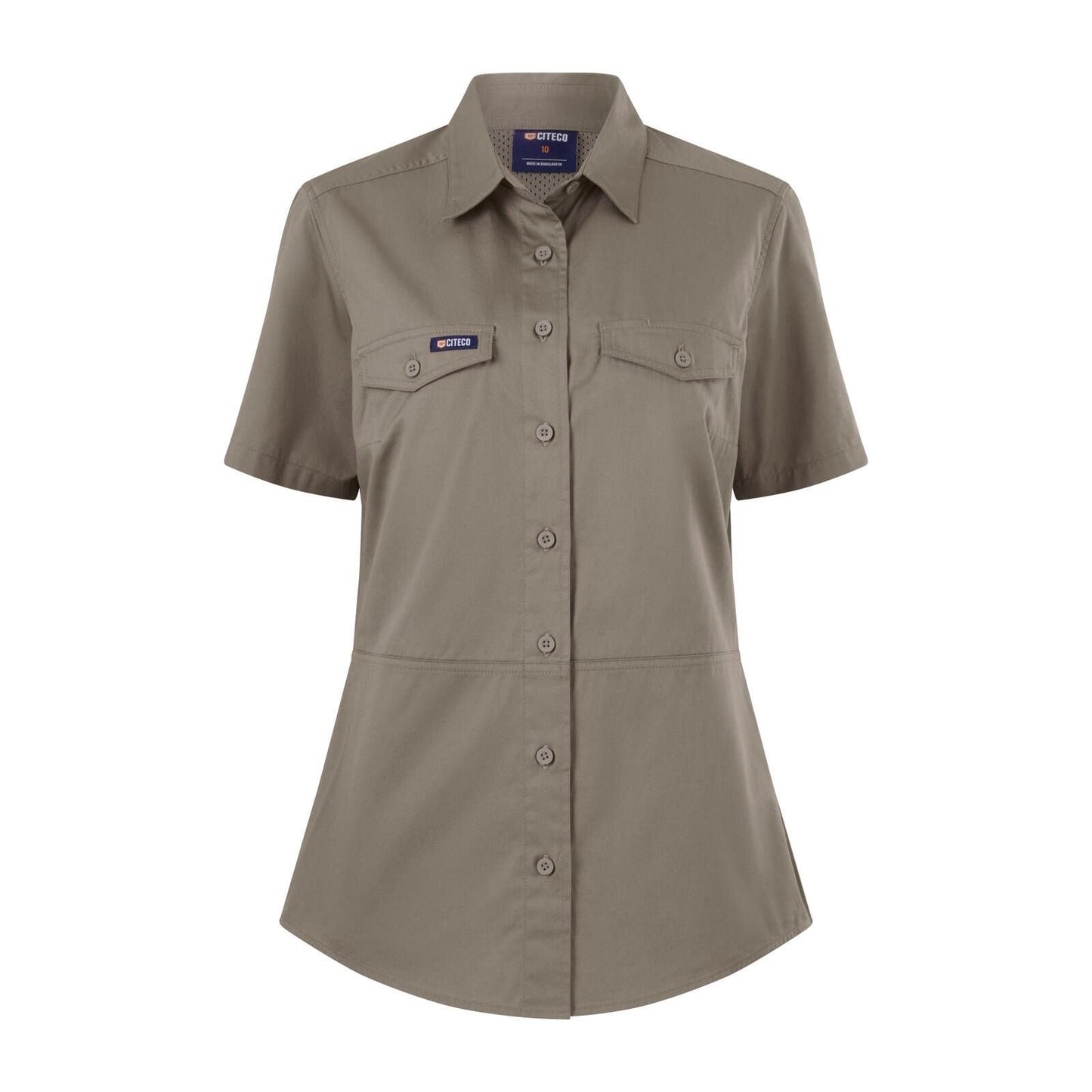 Citeco Womens Short Sleeve Shirt - Size 10 - Khaki