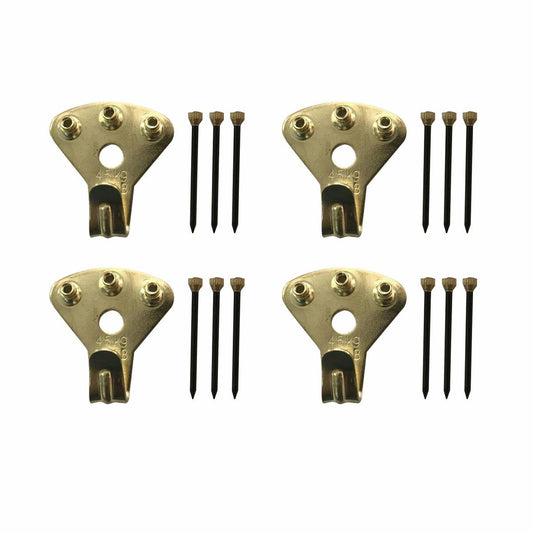 Everhang Picture Hanger - 45kg - Brass Plated - Heavy Duty - 4 Pack