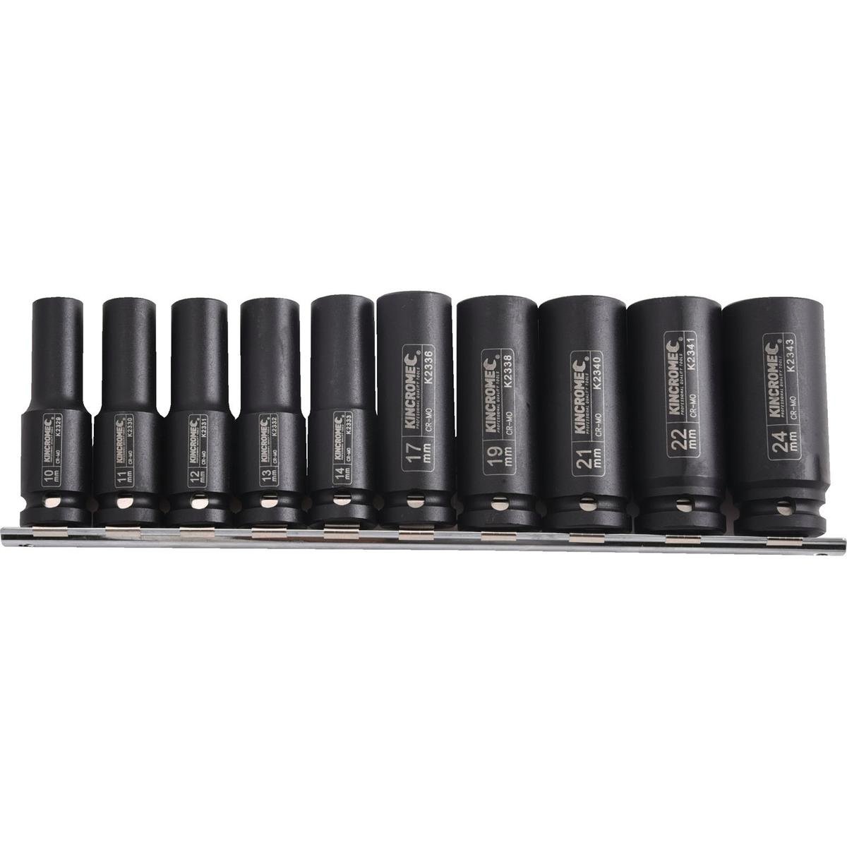 Kincrome Deep Impact Socket Set - 10 Piece - Chrome Molybdenum - Rust Resistant