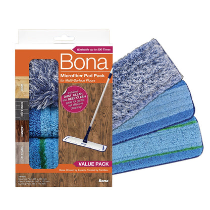 Bona Microfibre Pad Pack - 3 Piece - 142 x 21 x 68mm