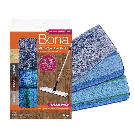 Bona Microfibre Pad Pack - 3 Piece - 142 x 21 x 68mm