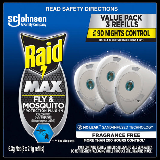 Raid Max Fly and Mosquito Electronic Refill - 30mL - 3 Pack