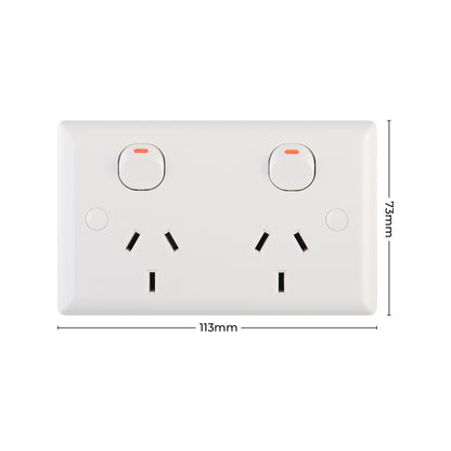 Deta Solid Plate Double Power Point - 10 Pack