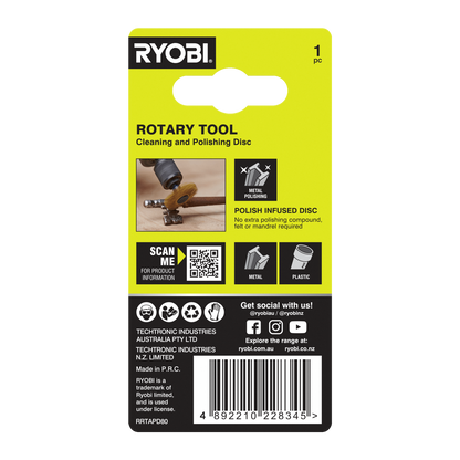 Ryobi Rotary Tool Cleaning and Polishing Disc - 38mm - 80 Grit