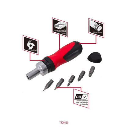 Trojan Ratchet Screwdriver Stubby - 6 in 1 - 75 x 40 x 190mm
