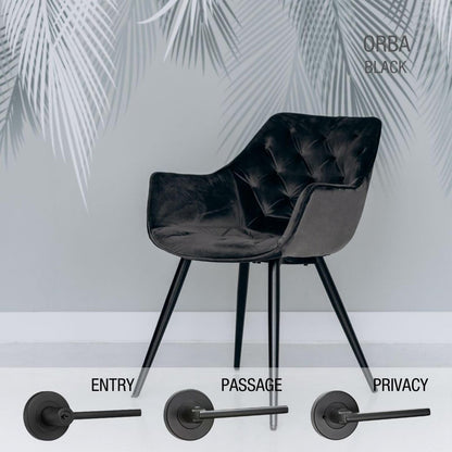 Lemaar Black Orba Passage Set - 65mm Zinc - Durable Electroplated Finish