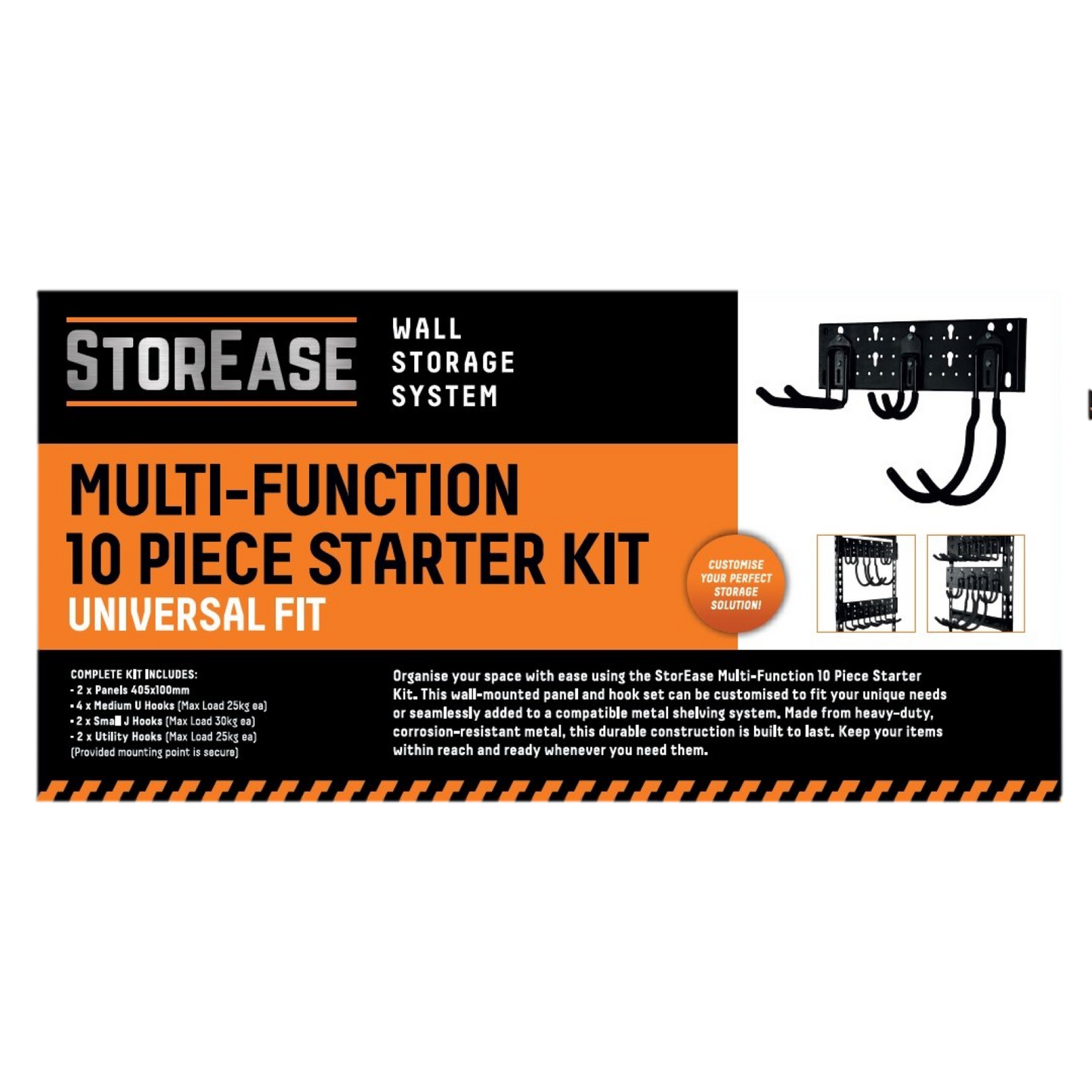 Storease Wall Storage System - 200 x 430mm - Black - 10 Piece