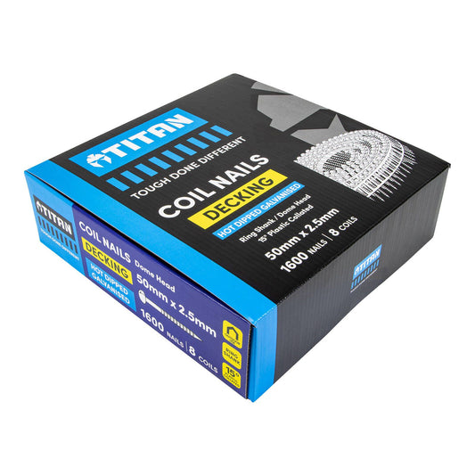 Titan Collated Coil Nail Dome Ring - 50 x 2.5mm - 1600 Pack