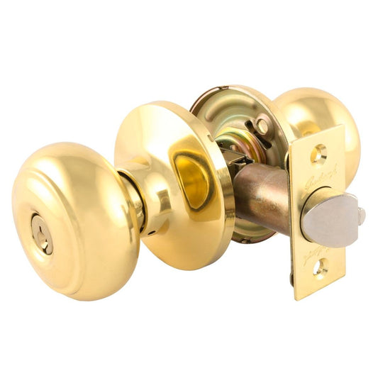 Gainsborough Edge Entrance Knobset - Polished Brass - 65mm - Durable