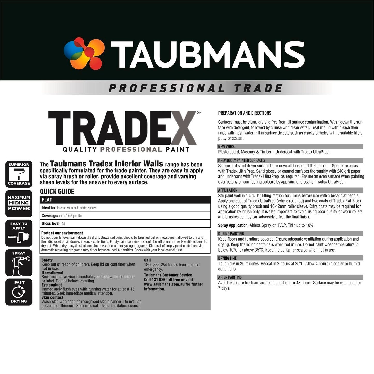 Taubmans Tradex Interior Wall Paint - 4L