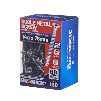 Bremick Metal Bugle Screw - 14g x 75mm - T40 B8 - 100 Pack