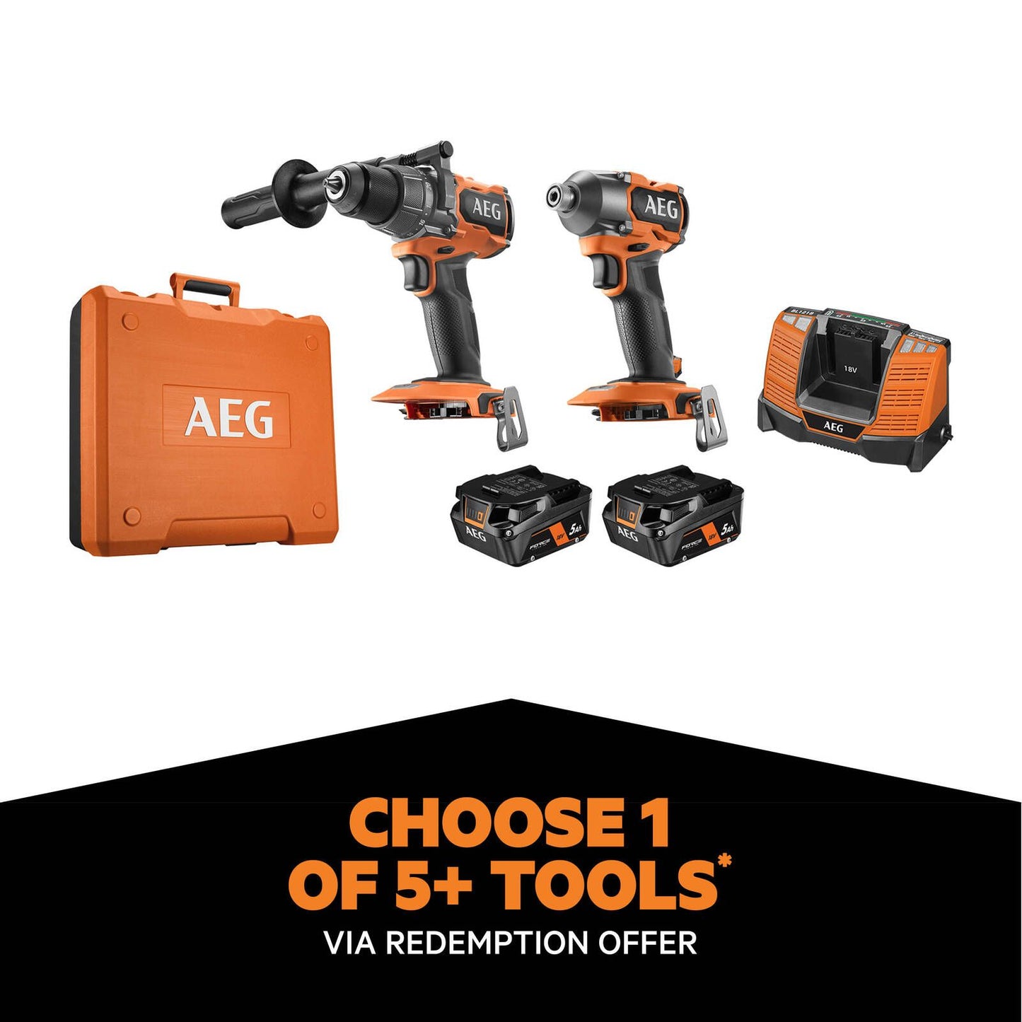 AEG FUSION Hammer Drill & Impact Driver Kit - 18V - 2 Piece - 5.0Ah