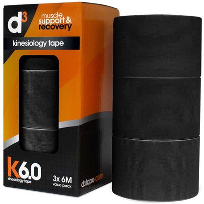 d3 K6.0 Kinesiology Tape 50mm x 6M x 3 Tapes Beige