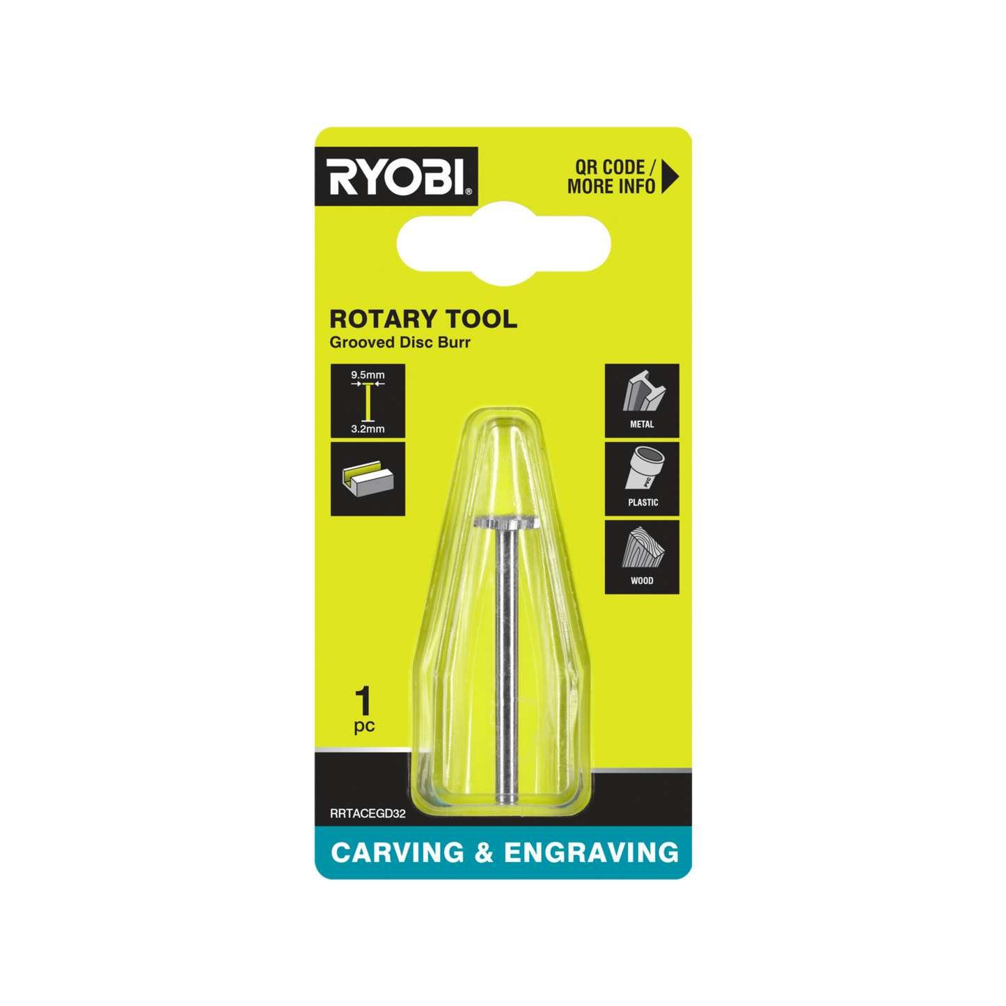 Ryobi Grooved Disc Engraving Burr - 9.5mm