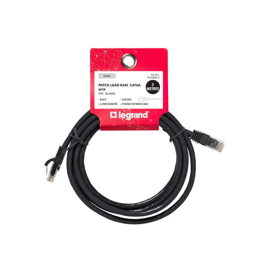 Legrand Cat6a RJ45 SFTP Patch Lead - 2m - Black
