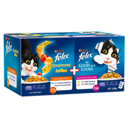 Felix As Good As It Looks Sensations Jellies Wet Cat Food - 85g - 36 Pack