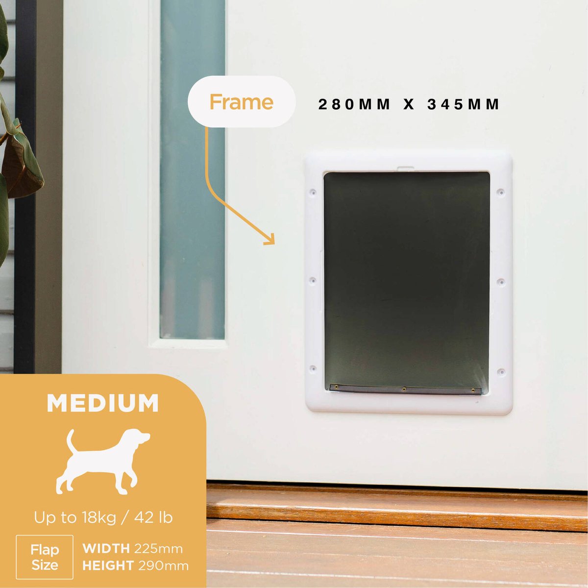 Hakuna Pets Medium Pet Door - White - ABS - Draft Resistant