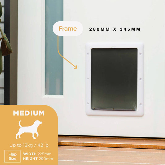 Hakuna Pets Medium Pet Door - White - ABS - Draft Resistant