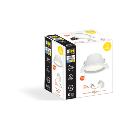 HPM Alina Recessed Downlight - 90mm - 7W - Tri Colour
