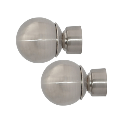 Pillar Brushed Chrome Ball Finials - 58mm - 2 Pack