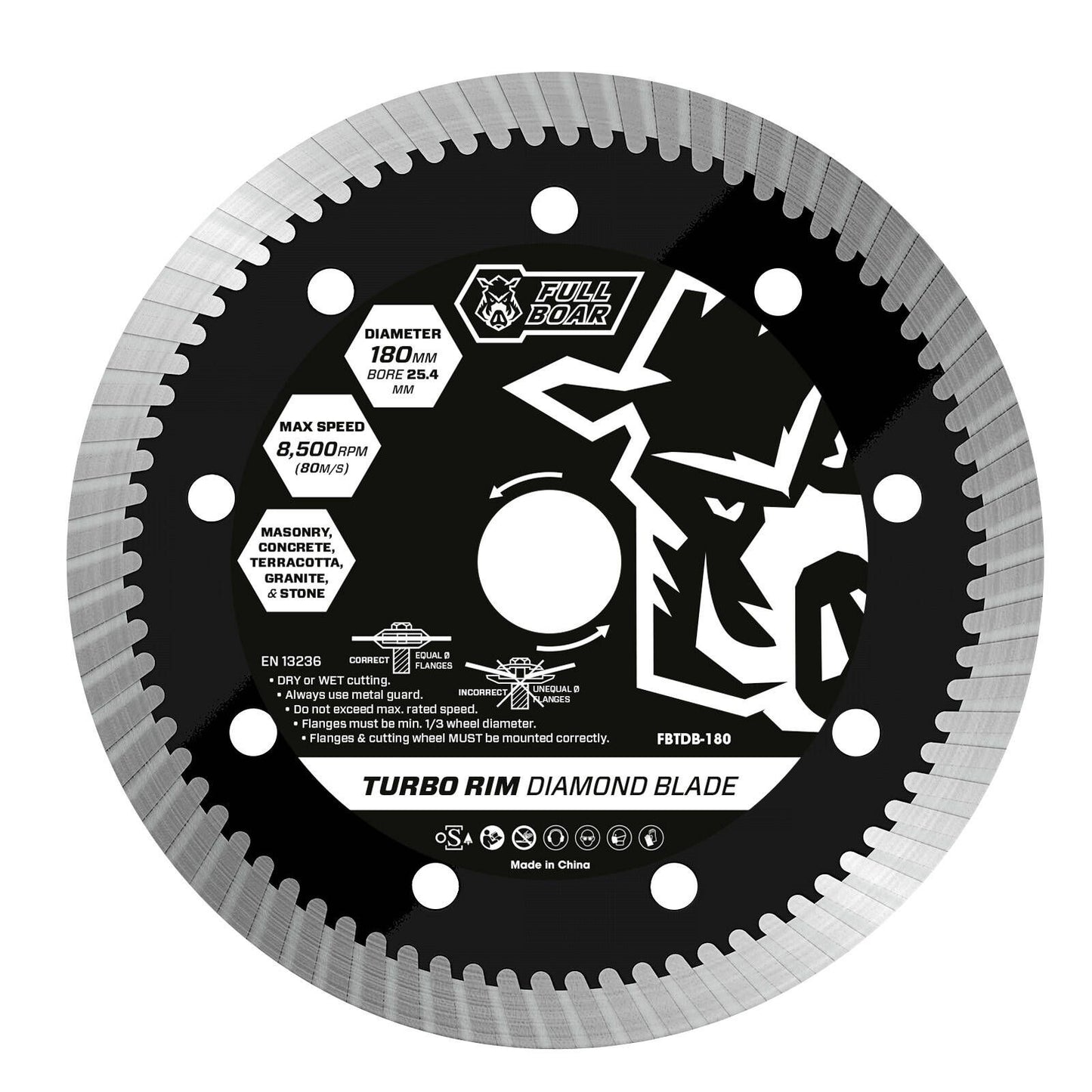 Full Boar Turbo Rim Diamond Blade - 180mm