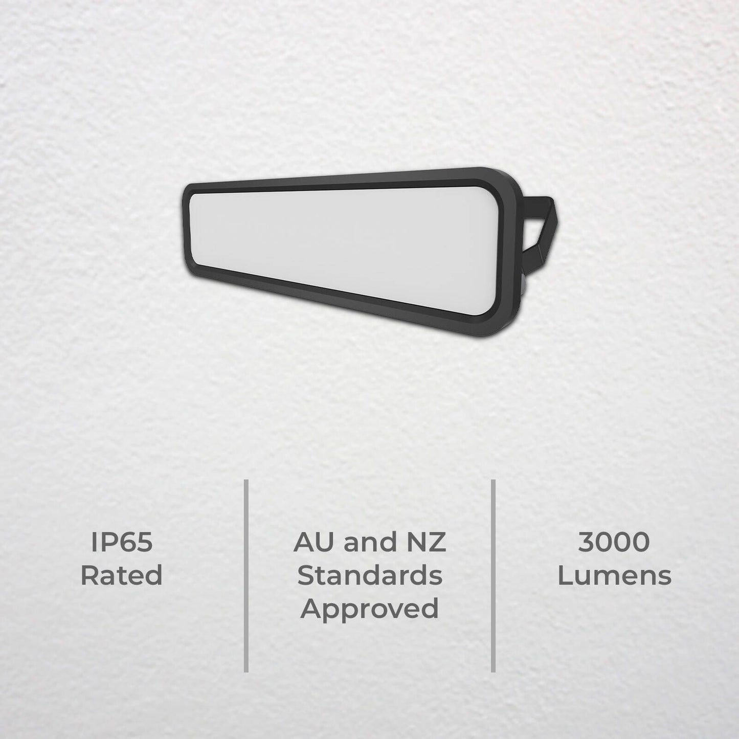 Deta LED Slim Profile Security Flood Light - 30W - 3000 Lumens - Black
