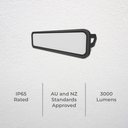 Deta LED Slim Profile Security Flood Light - 30W - 3000 Lumens - Black