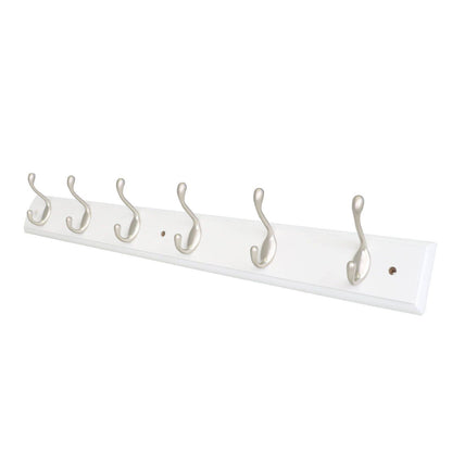 Syneco White Board Coat Rack - 6 Hooks - 685 x 100 x 75mm
