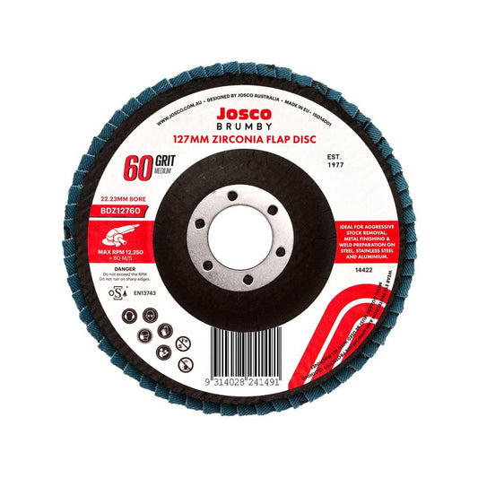 Josco 125mm 60 Grit Abrasive Flap Disc Zirconia Fast Grinding