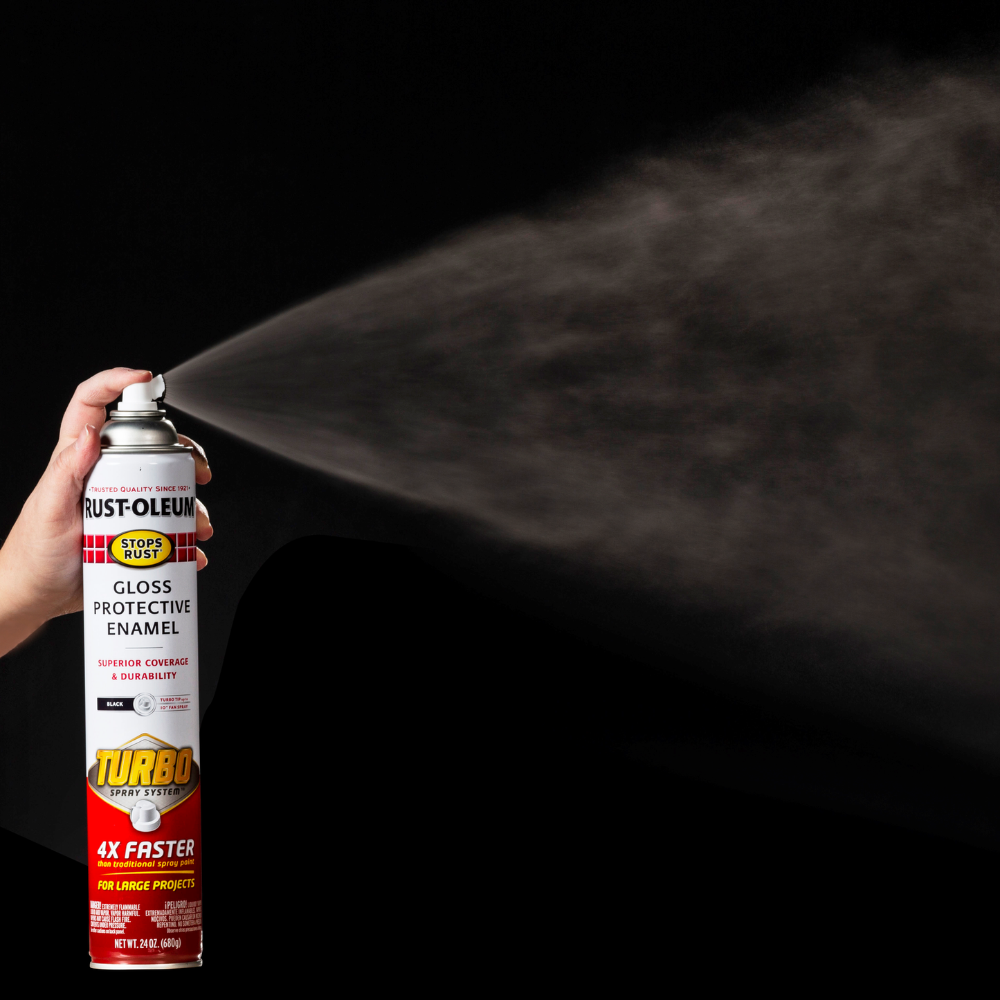Rust Oleum Turbo Spray Paint - 680g - Black Gloss