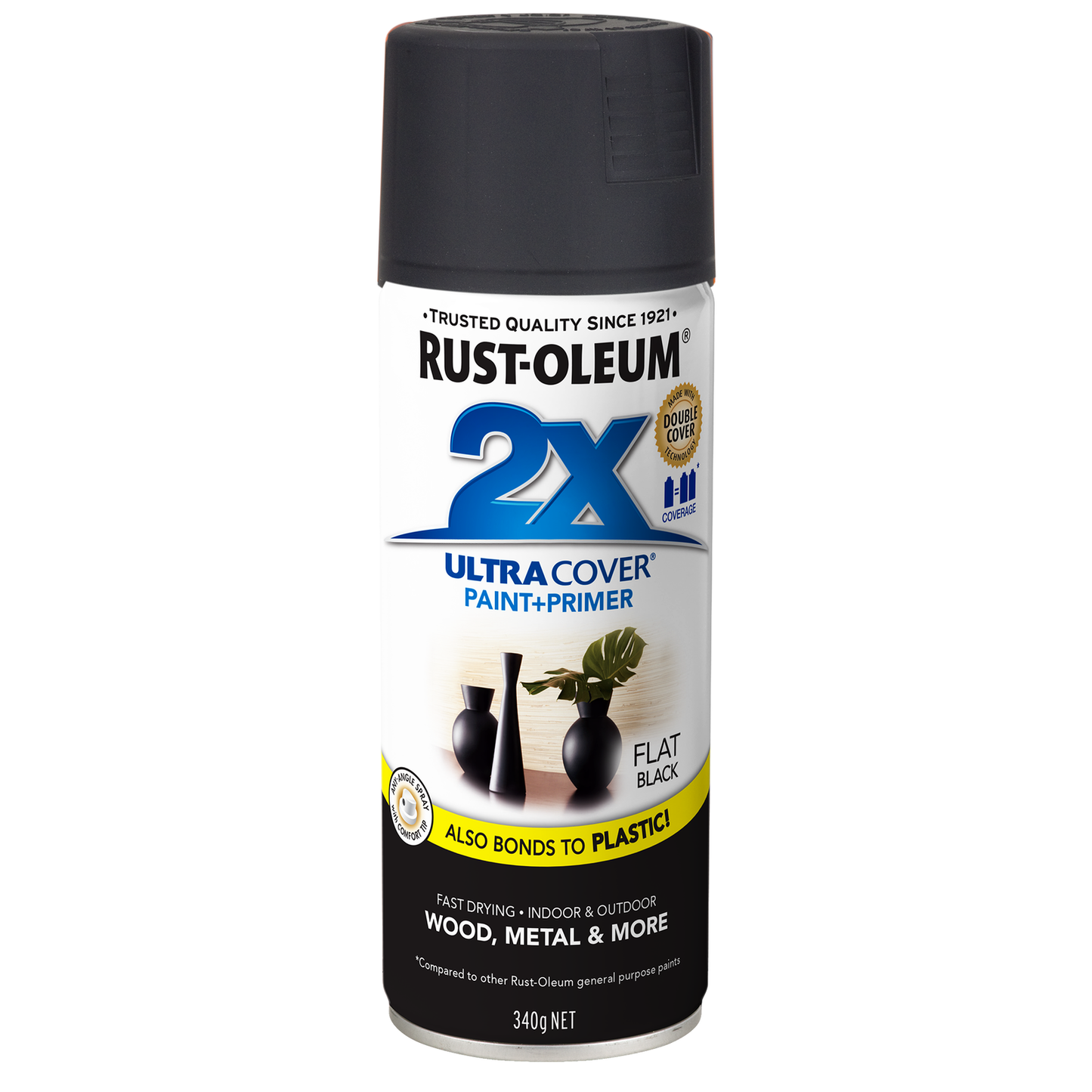 Rust-Oleum 2X Ultra Cover Spray Paint - 340g - Flat Black