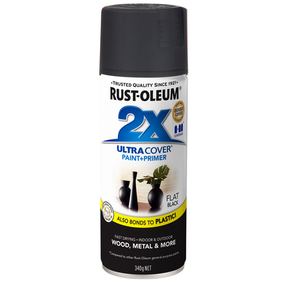 Rust-Oleum 2X Ultra Cover Spray Paint - 340g - Flat Black