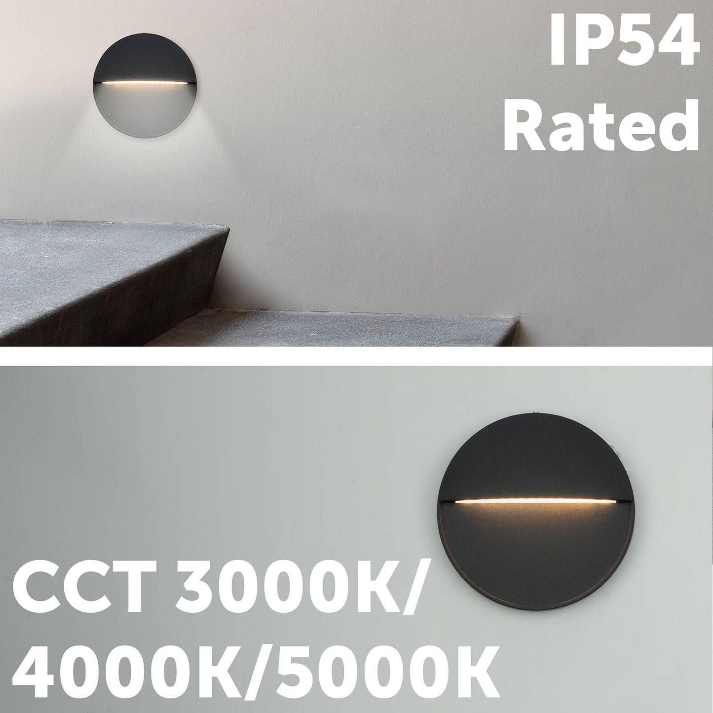 Arlec 4W Black CCT LED Round Exterior Step Light - 110 x 25mm