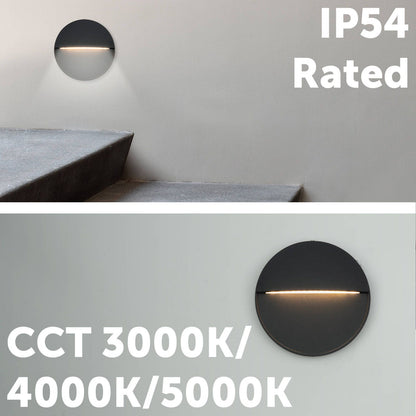 Arlec 4W Black CCT LED Round Exterior Step Light - 110 x 25mm