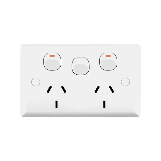 Deta White Solid Plate Double Power Point