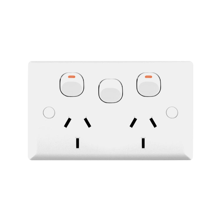 Deta White Solid Plate Double Power Point