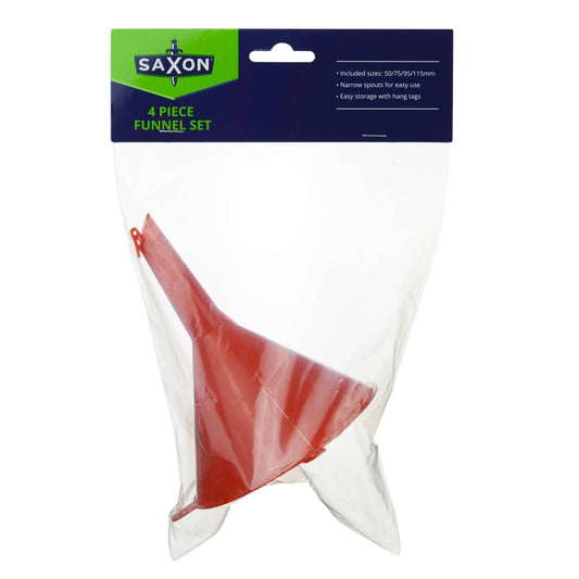 Saxon 4pc Funnel Set - 50, 75, 95, 115mm - Red