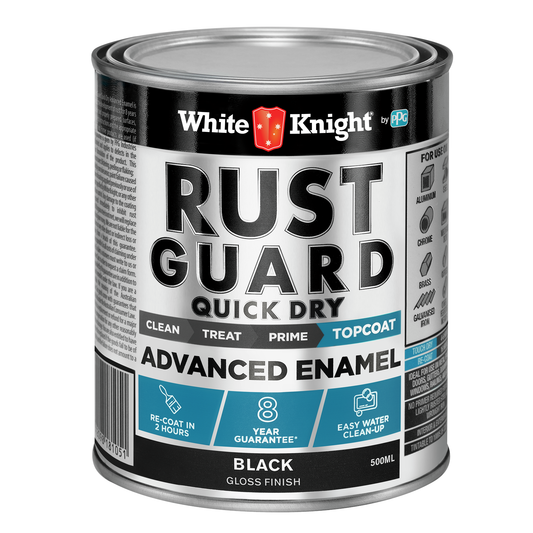 White Knight Rust Guard Black Gloss Quick Dry Enamel Paint - 500ml