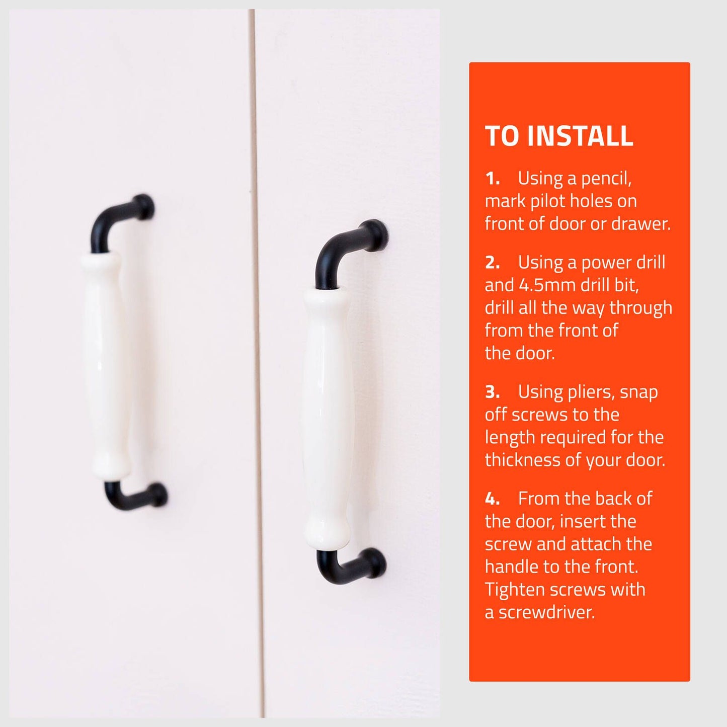 Taskmaster Ceramic Cabinet Handle - 128 x 32mm - 4 Pack
