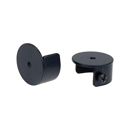 Pillar 16mm Black Curtain Rod Stirrup Bracket 2 Pack