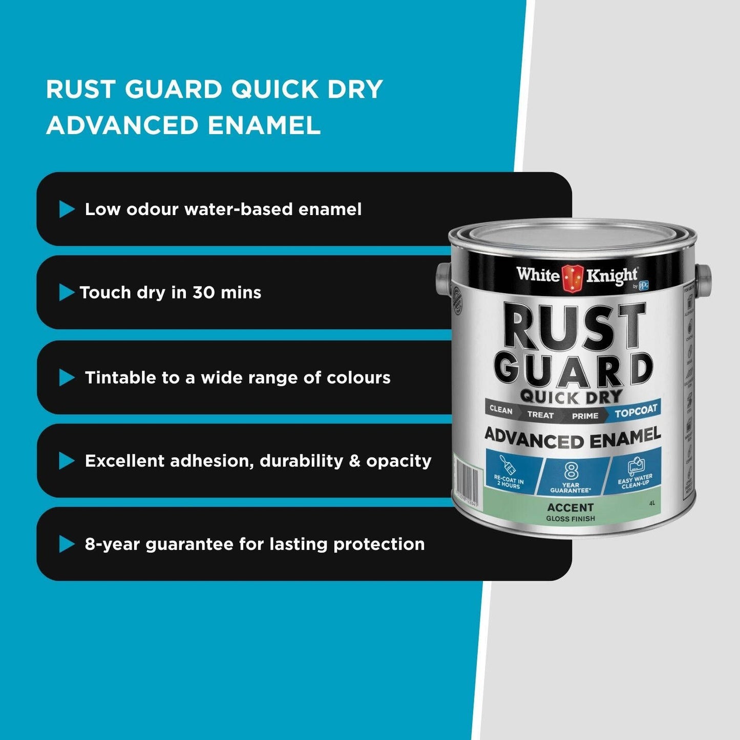 White Knight Rust Guard Accent Gloss Enamel Paint - 4L